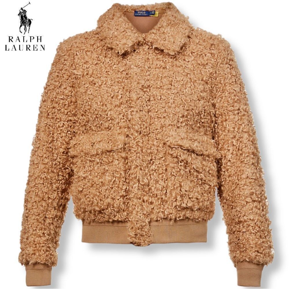 Polo Ralph Lauren **NWT** High-Pile Fleece Bomber Jacket in Tan - Picture 3 of 7
